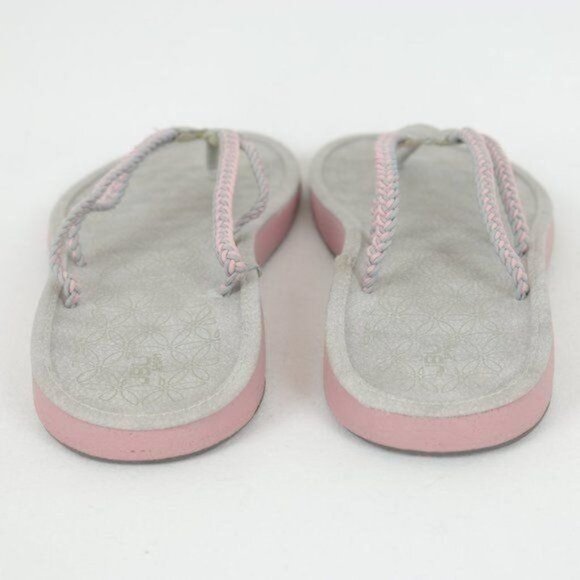 JBU Sport Key West Women's Size 9 Gray & Pink Vegan Leather Flip Flop Sandals - Picture 4 of 11